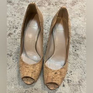 Stuart Weitzman Cork Peep Toe Pumps